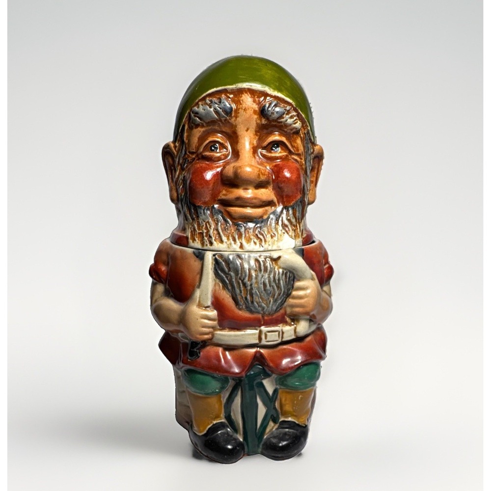Vintage German Character Beer Stein Gnome Dwarf Figural Mug Mold 430 Flawed